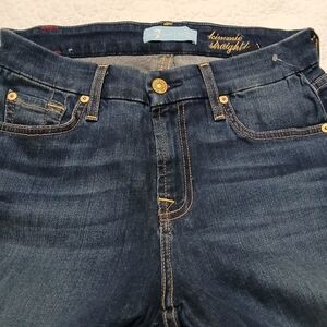 7 For All Mankind Men's Dark Blue Slim Straight Jeans